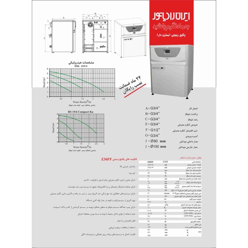 پکیج زمینی ایران رادیاتور مدل Z36FF